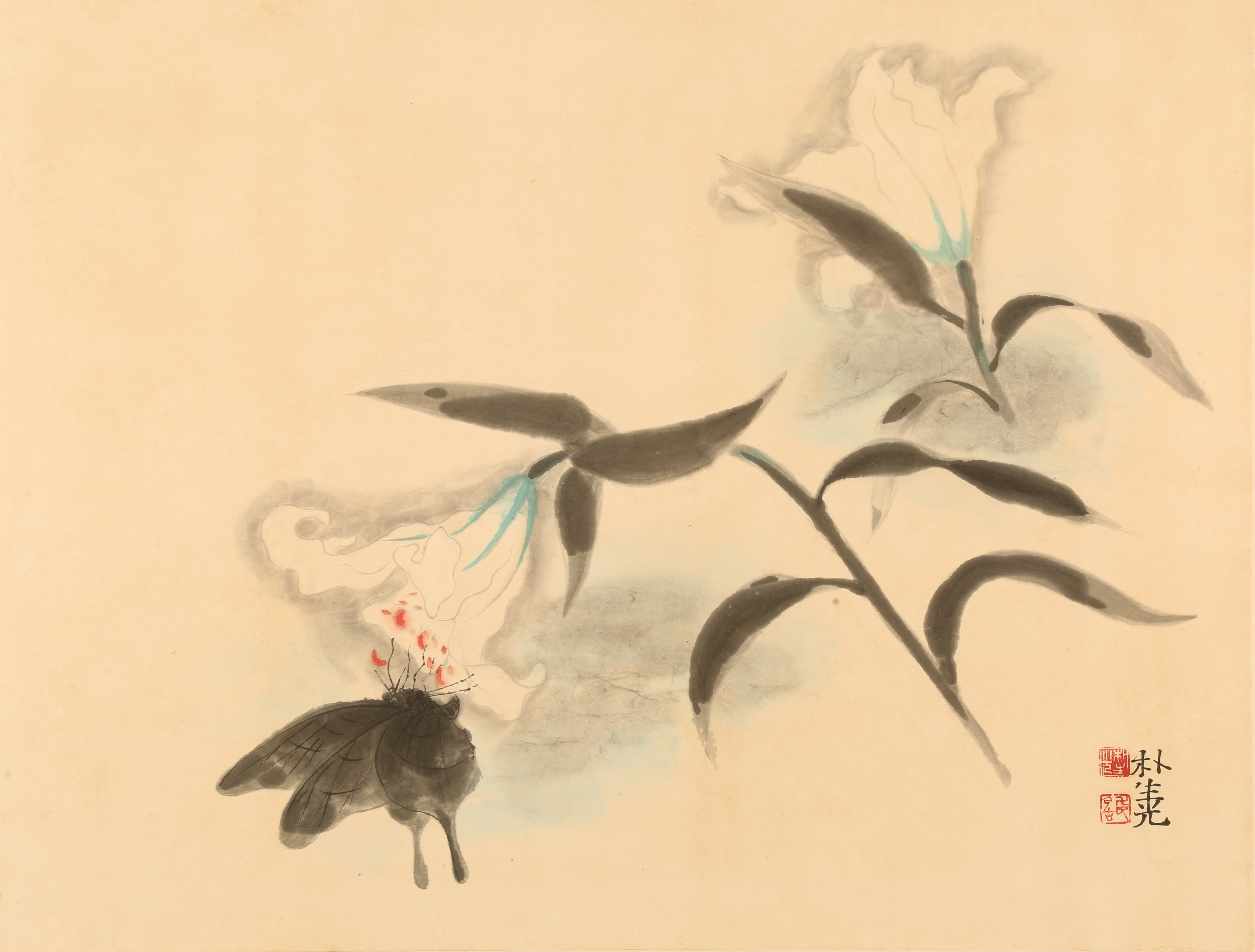 1.박생광,조충도(나비와나리꽃),1960년대,한지에채색,45x48.5cm.JPG